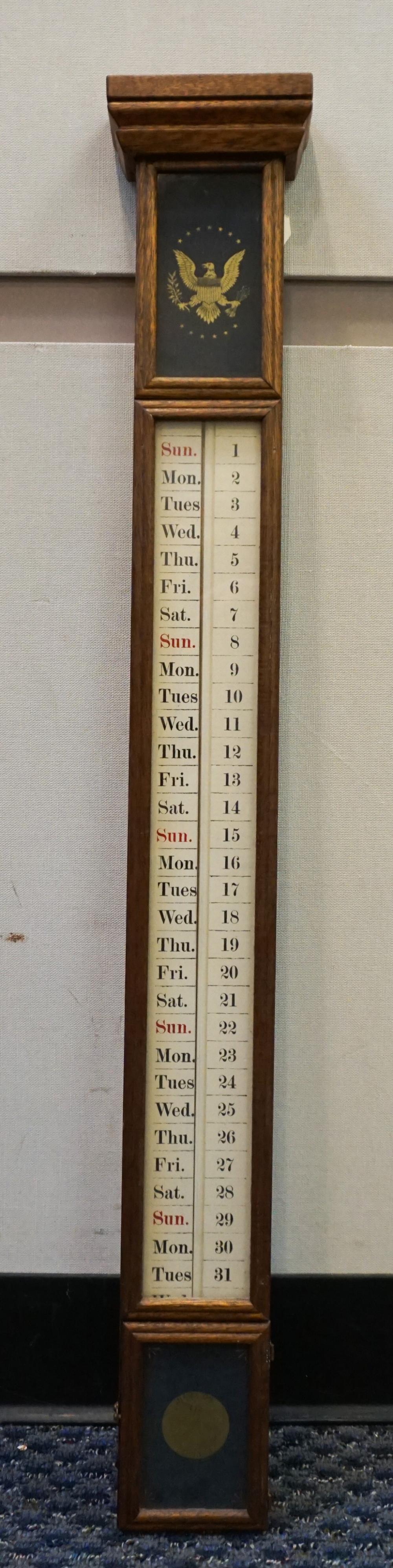 Appraisal: Hamilton Oak Stick Calendar H in cm