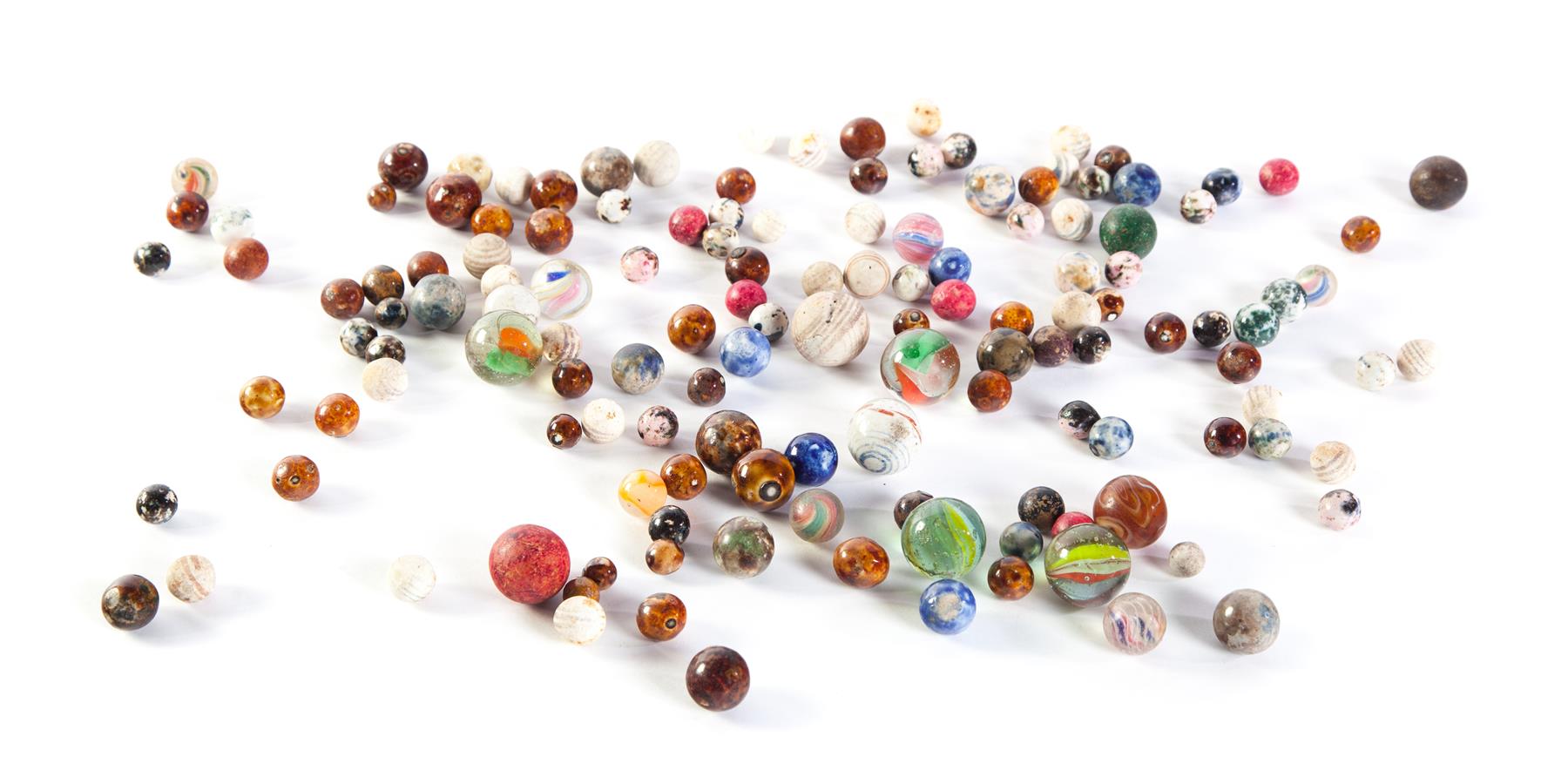 Appraisal: GROUP OF AMERICAN MARBLES Nineteenth- th century Includes glass clay