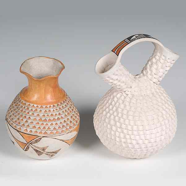 Appraisal: Acoma Corrugated Vases lot of includes one wedding vase with