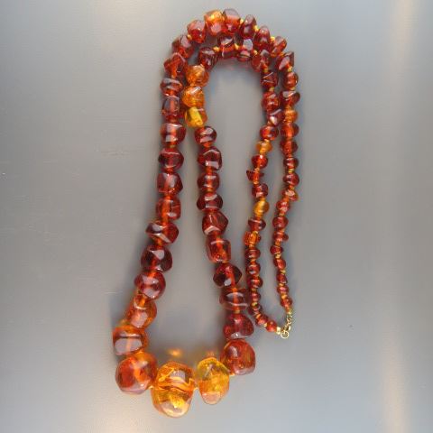 Appraisal: Amber Necklace natural form beads long grams