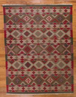 Appraisal: Kazak Geometric ' x ' Rug Kazak flat weave area