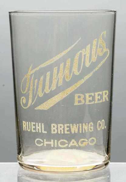 Appraisal: Tamous Beer Acid-Etched Beer Glass Ruehl Brewing Company Raised lettering