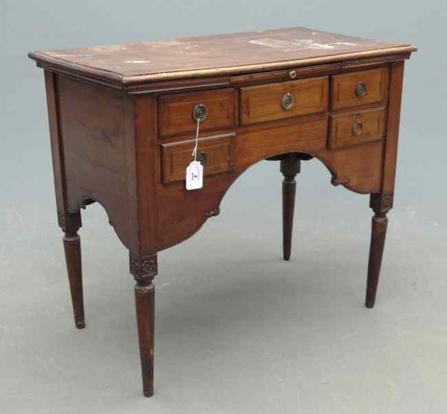 Appraisal: th c inlaid Continental five drawer desk with slide pullout