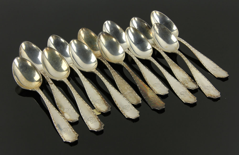 Appraisal: - Tiffany Co Sterling Spoons Set of twelve Tiffany Co