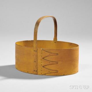 Appraisal: Shaker Yellow-stained Pine and Maple Oval Carrier probably Canterbury New