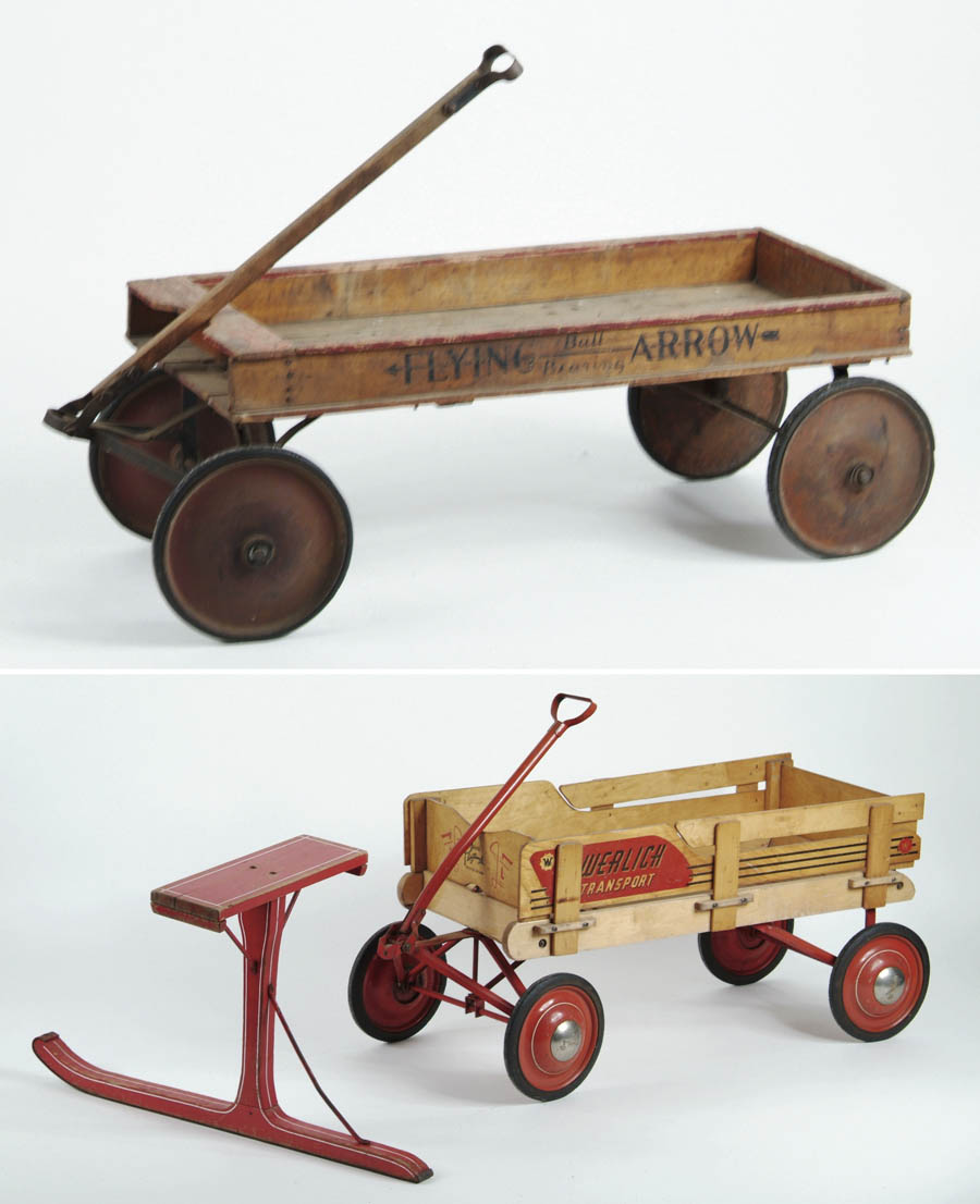 Appraisal: LOT OF CHILD S WOODEN PLAYTHINGS Includes two wagons including