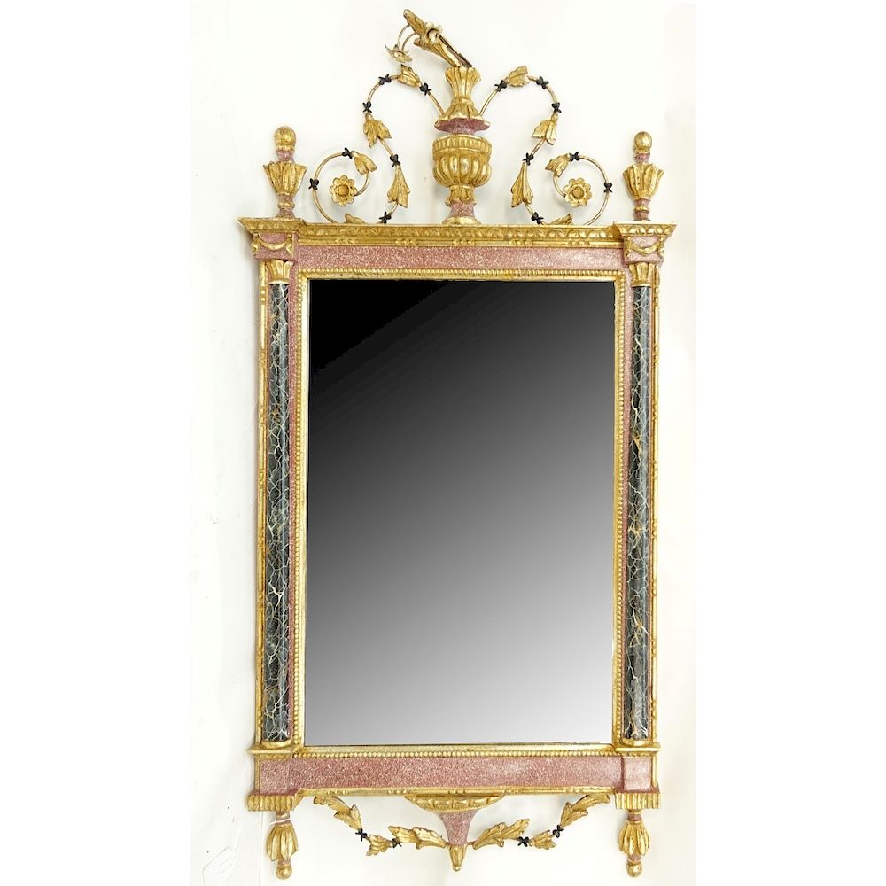 Appraisal: Neoclassical Style Mirror Large Neoclassical Style Giltwood and Painted Mirror