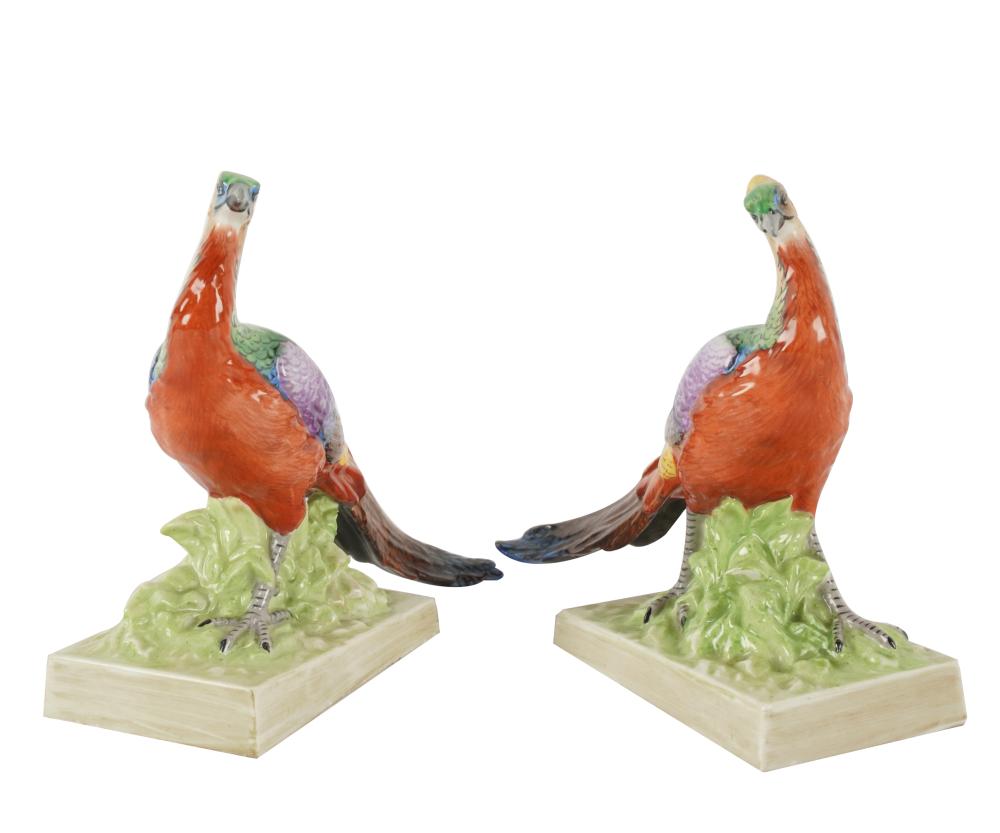 Appraisal: PAIR OF DRESDEN PORCELAIN BIRD FIGURESblue SP Dresden mark over