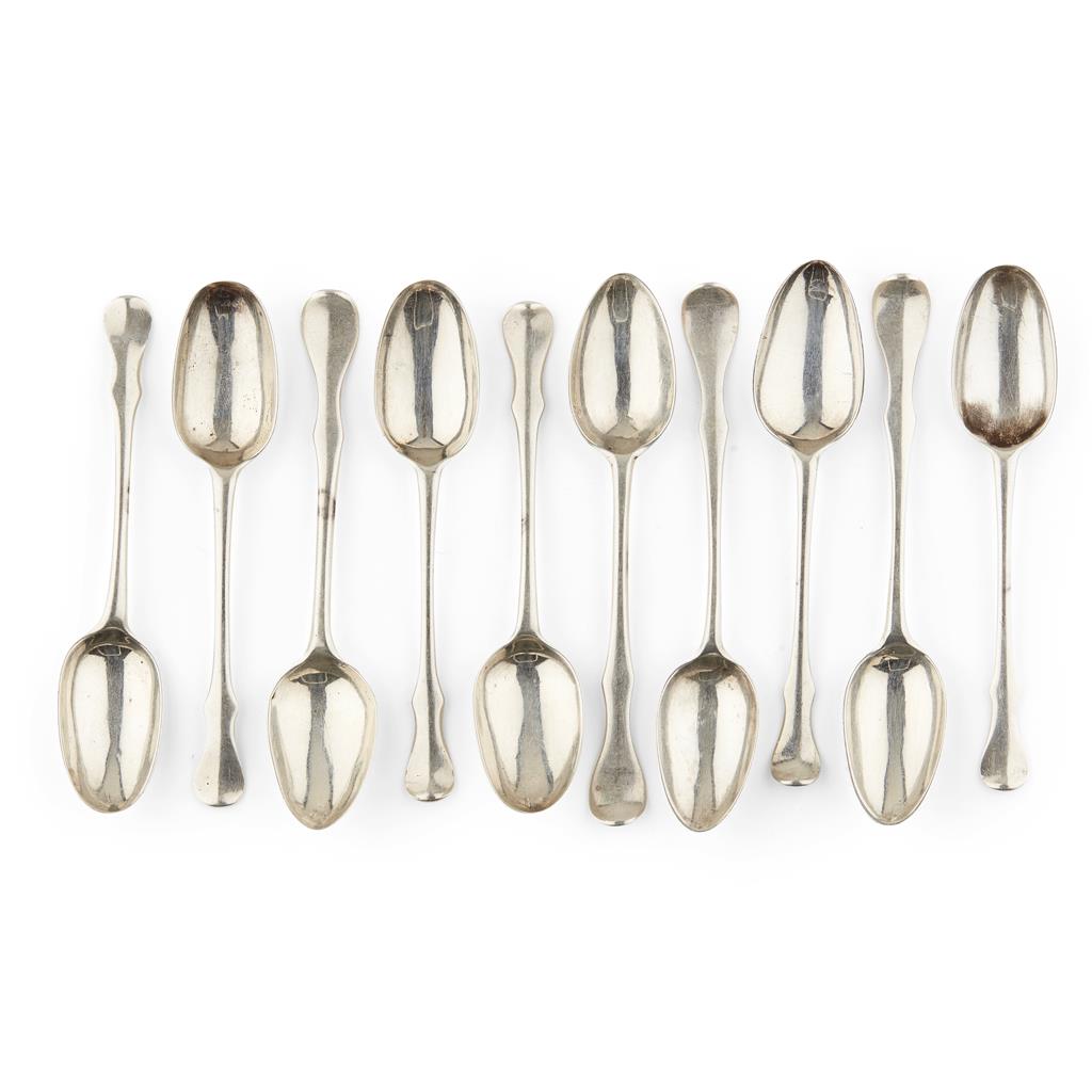 Appraisal: A collection of Scottish Fiddle pattern teaspoons to include four