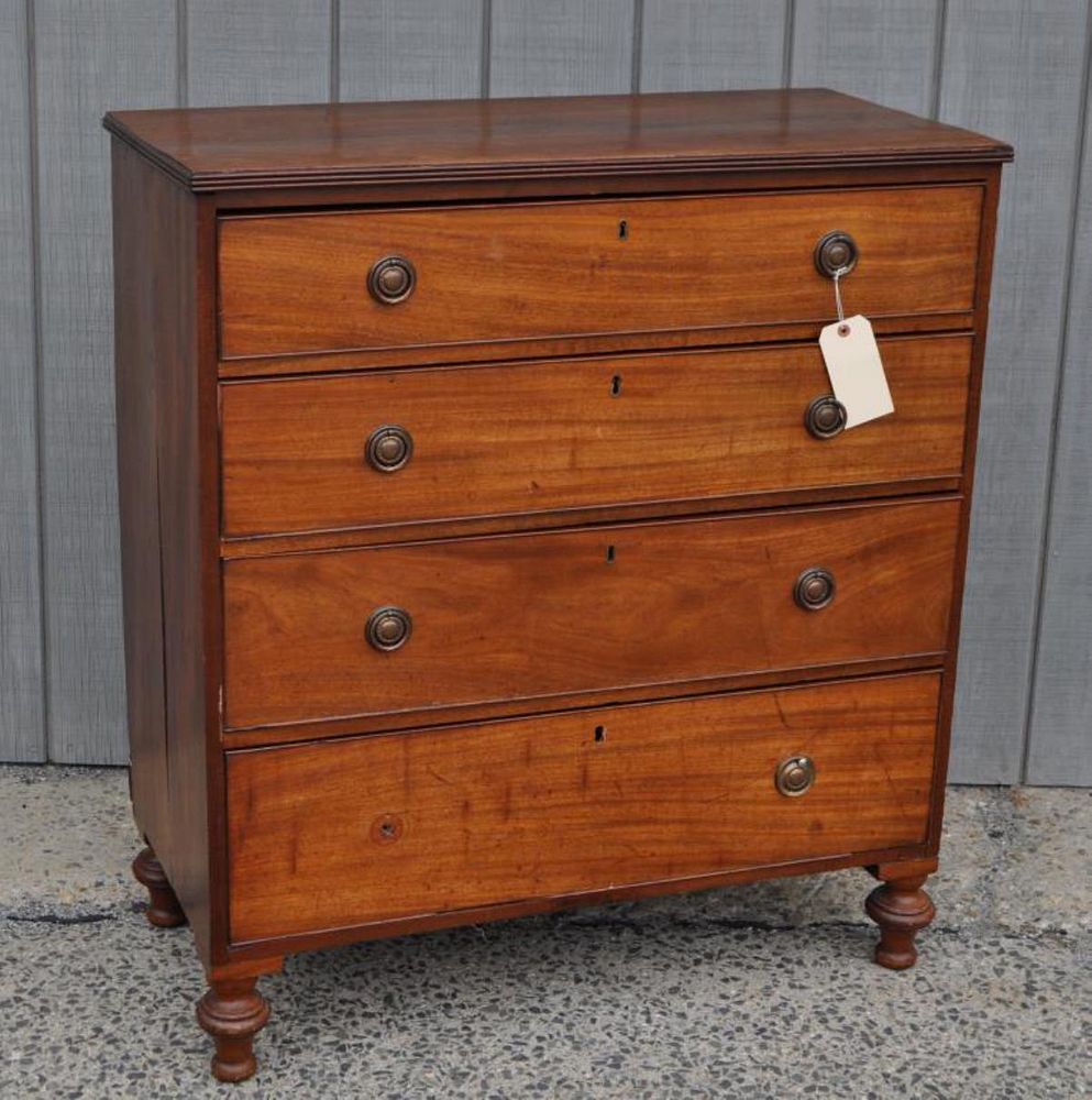 Appraisal: Late Regency Mahogany Four Drawer Chest with reeded top edge