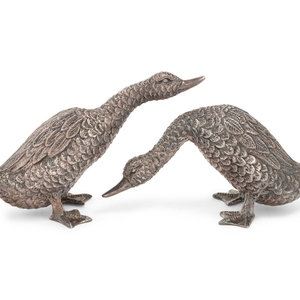 Appraisal: Two Silver Duck Figures th Century one example stamped STERLING