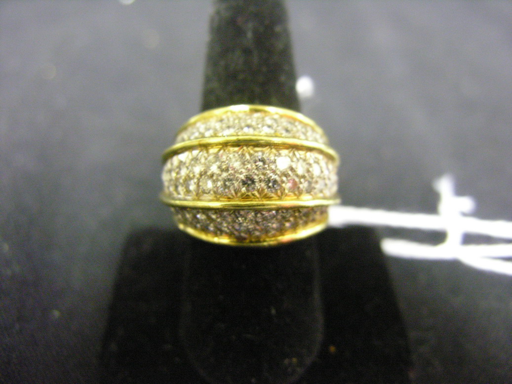 Appraisal: KT DOMED LADIES FASHION RING Pave set Approx CT total