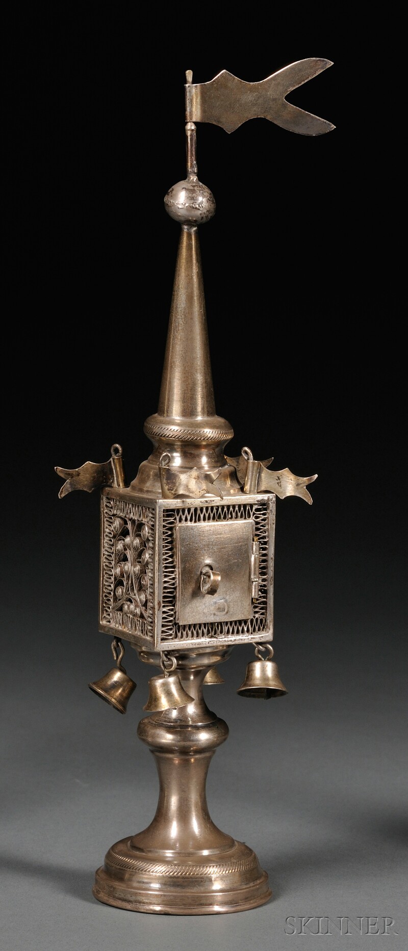 Appraisal: Russian Silver Tower-form Besamim Box Spice Container pointed turret with