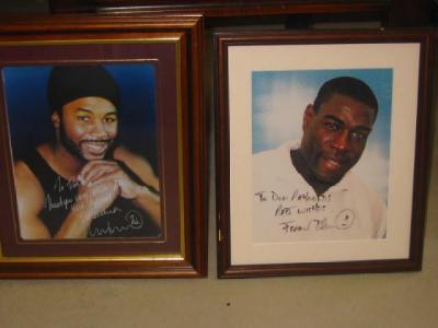 Appraisal: Autographed photographs of Frank Bruno and Lennox Lewis and another