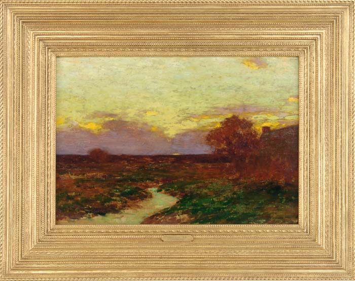 Appraisal: BRUCE CRANE American - SUNSET SKIES Oil on canvas scene