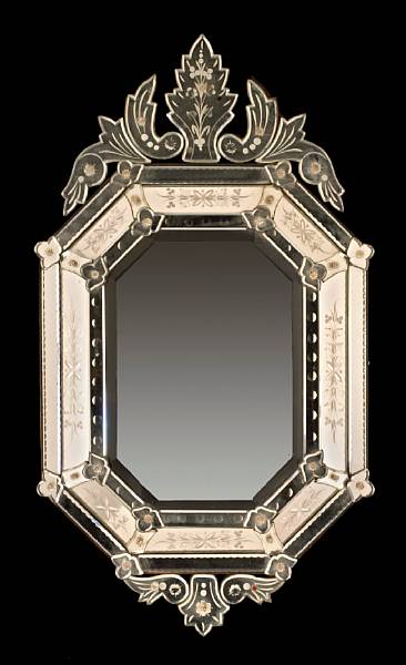 Appraisal: A Venetian Baroque style etched mirror mid- th century The