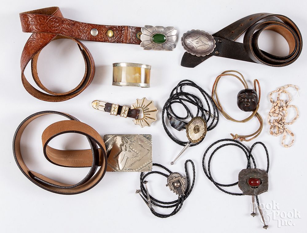 Appraisal: Group of Native American and western style jewelr Group of