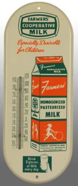 Appraisal: Tin Farmer's Milk Thermometer Description Depicting wax milk carton with