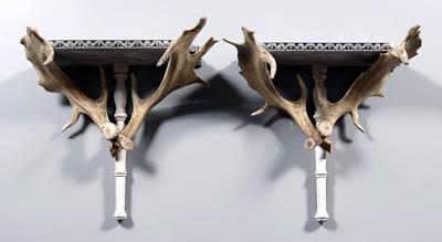 Appraisal: Pair antler brackets each with pair of fallow deer antlers