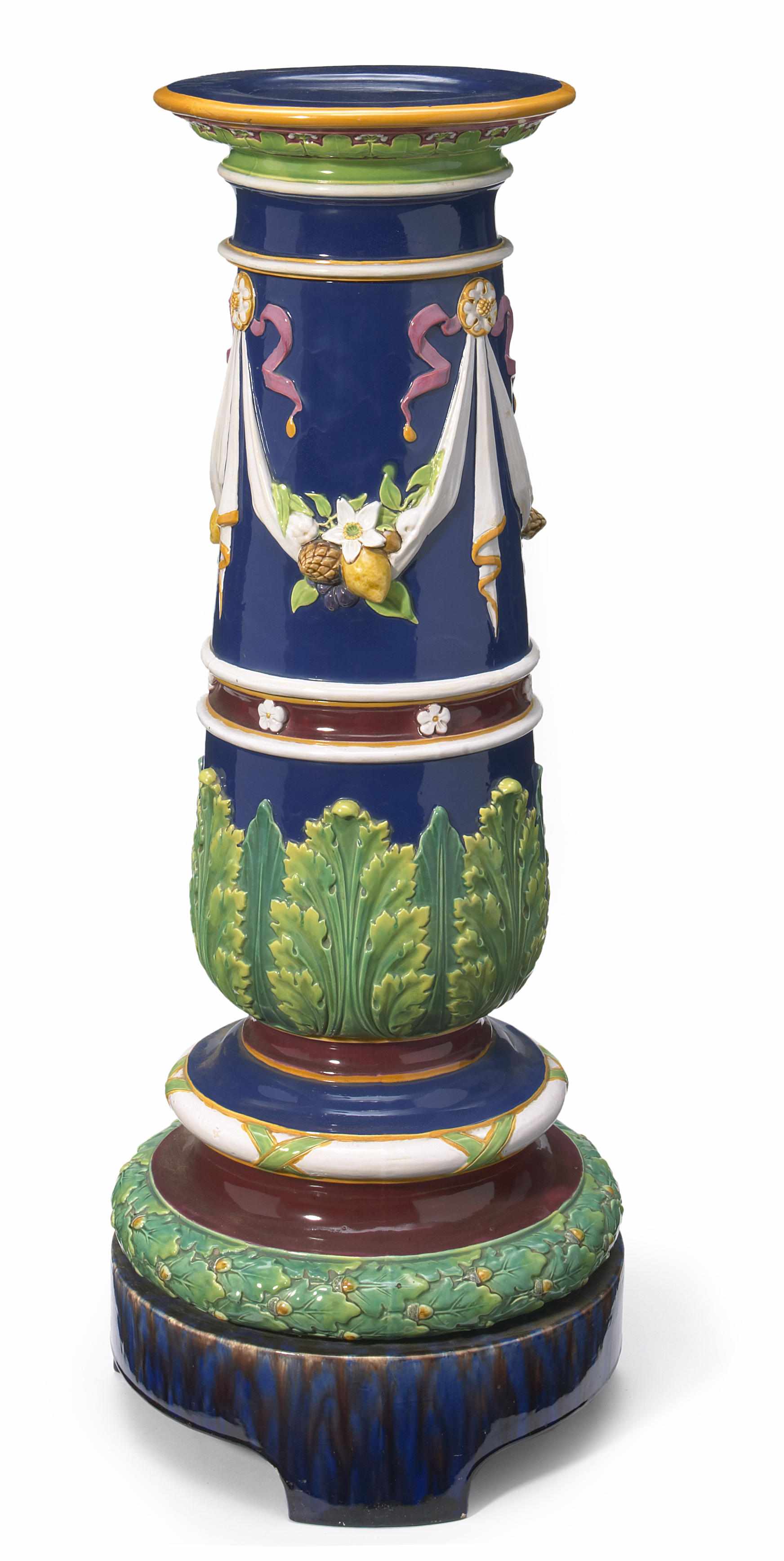 Appraisal: A Minton majolica pedestal late th centuryImpressed to underside height