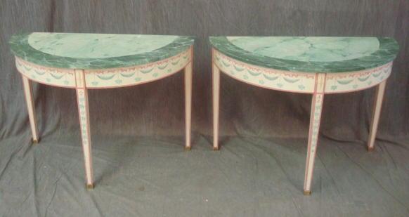 Appraisal: Pair of Painted Adams Style Demilunes From a Stamford CT