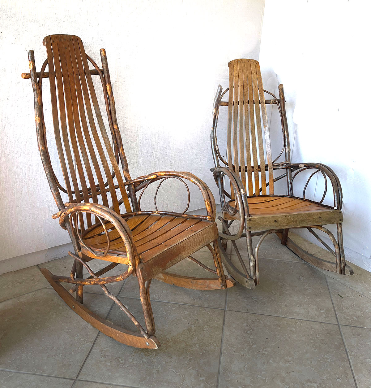 Appraisal: VINTAGE BENTWOOD ROCKING CHAIRS Adirondack bentwood rocking chairs Largest Approx