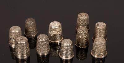 Appraisal: Ten silver thimbles Charles Horner Chester - approximately g