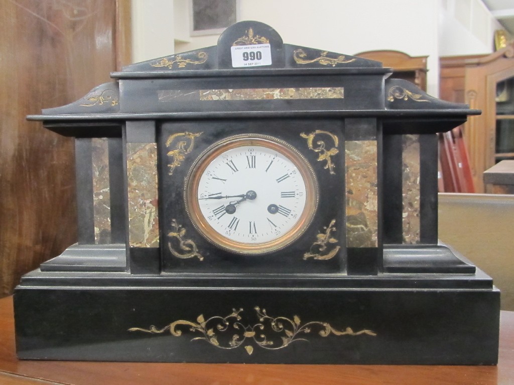 Appraisal: Victorian black slate and marble mantel clock