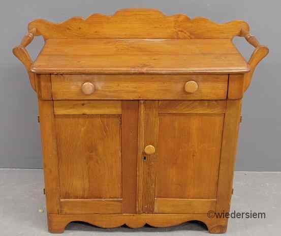 Appraisal: Pine commode with towel rack side handles ''h x ''w