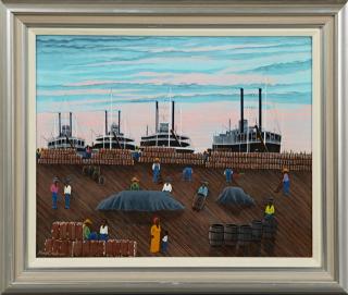 Appraisal: Marcel Stockmans - Mississippi On the Dock acrylic on board