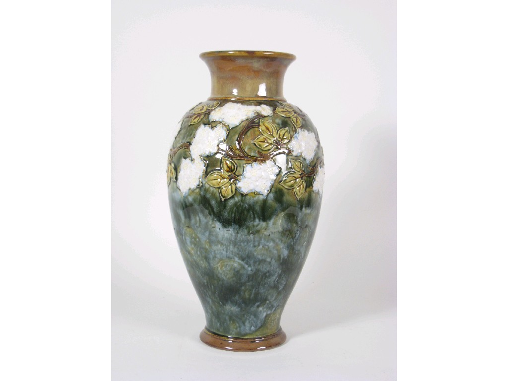 Appraisal: A Royal Doulton Vase moulded floral frieze on a majolica