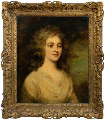 Appraisal: Painting attributed to Masquerier half portrait of a lady unsigned