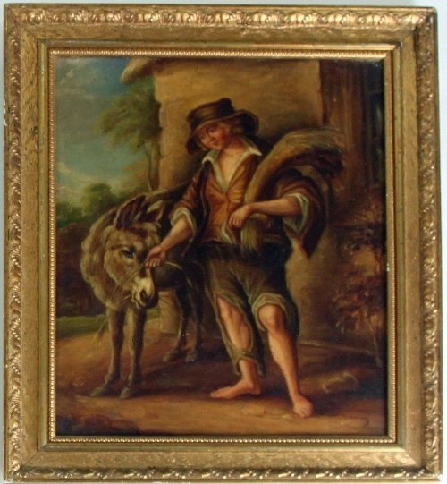 Appraisal: th Century English School Boy with a Donkey oil on