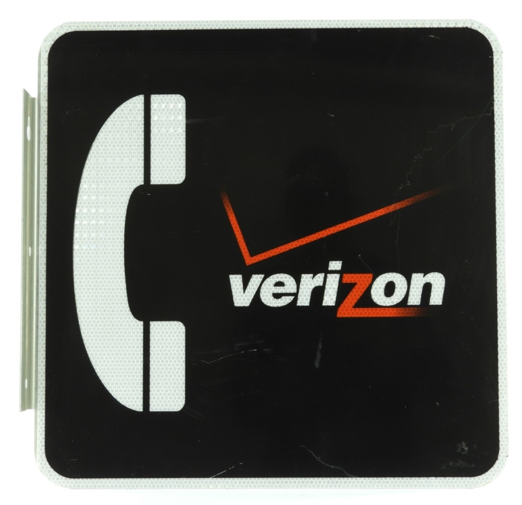 Appraisal: VERIZON TELEPHONE DS REFLECTIVE METAL FLANGE SIGN United States th