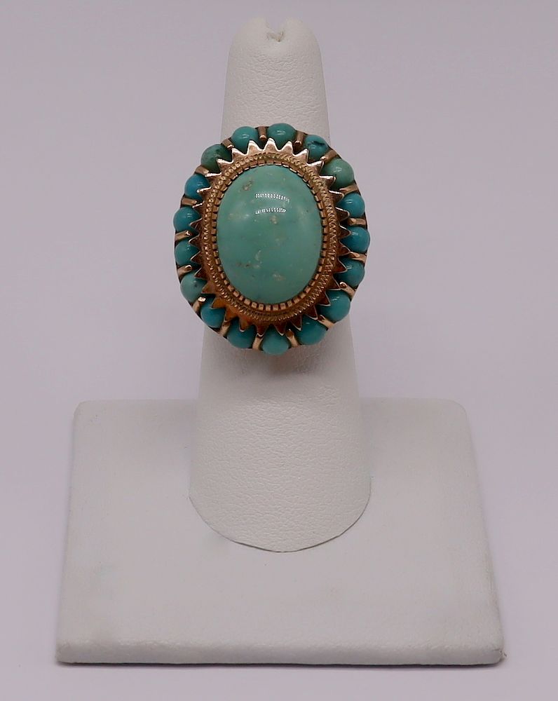 Appraisal: JEWELRY Vintage kt Gold and Turquoise Ring Vintage kt yellow