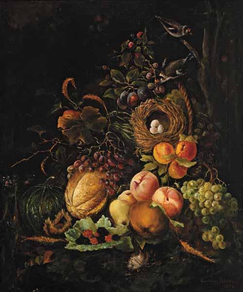 Appraisal: Cornelius Hawkins American Tennessee - Still Life of Fruit Bird's