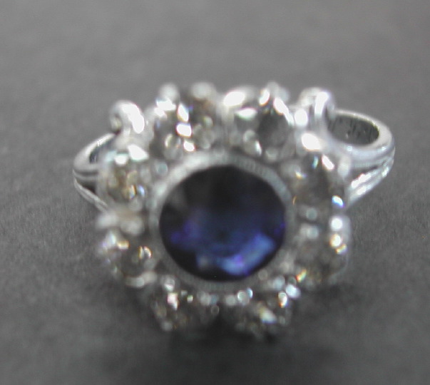 Appraisal: Lady's Platinum and Synthetic Blue Sapphire Ring early th century