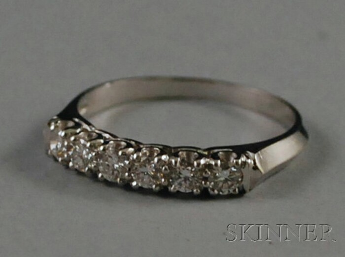 Appraisal: Platinum and Diamond Band set with six full-cut diamond melee