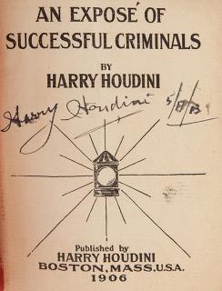 Appraisal: Houdini Harry Ehrich Weiss The Right Way to Do Wrong