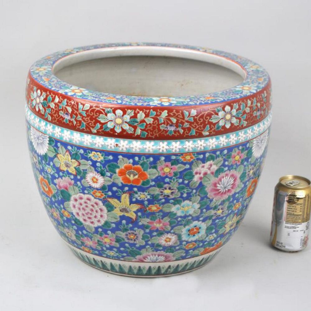 Appraisal: Asian Style Famille Rose Porcelain Jardiniere high diameter Interior staining