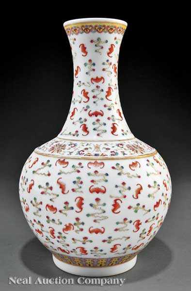 Appraisal: A Chinese Famille Rose Hundred Bat Bottle Vase Guangxu mark