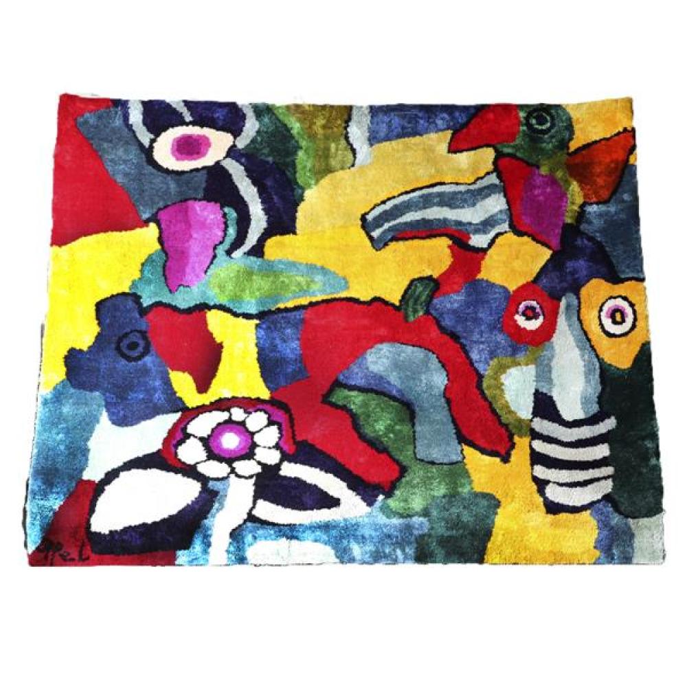 Appraisal: KAREL APPEL DUTCH - UNTITLED ABSTRACT FIBER ART RUG TAPESTRY