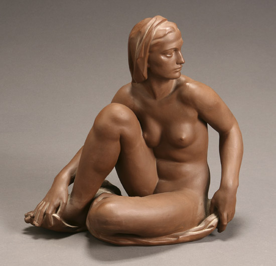 Appraisal: Meissen B ttger Stoneware Figure of a Seated Nude Modeled