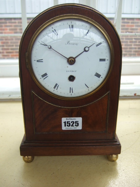 Appraisal: A mahogany cased mantel clock early th century with white