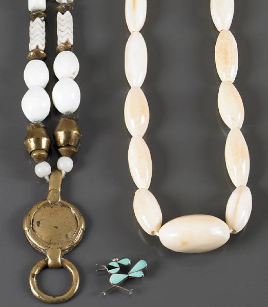 Appraisal: A large collection of beaded necklaces ivory and silver jewelry