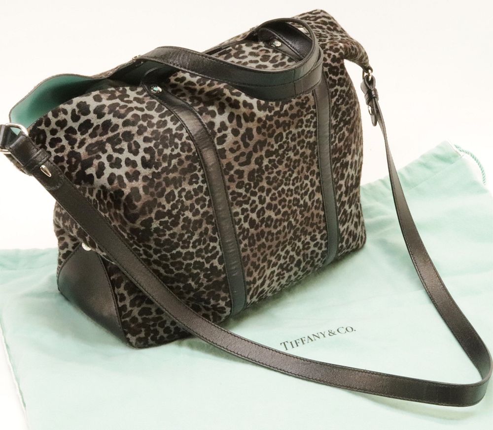 Appraisal: Tiffany Co Leopard Shopper Tote Tiffany Co leopard pint pony