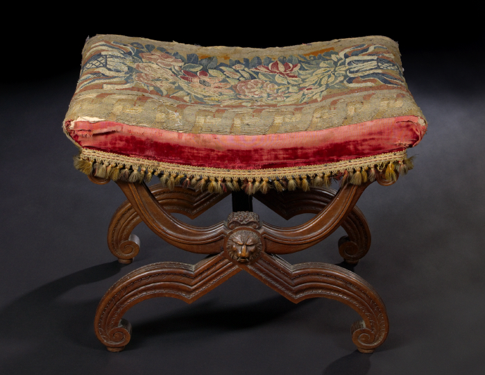 Appraisal: Regence-Style Walnut Stool third quarter th century the concave padded