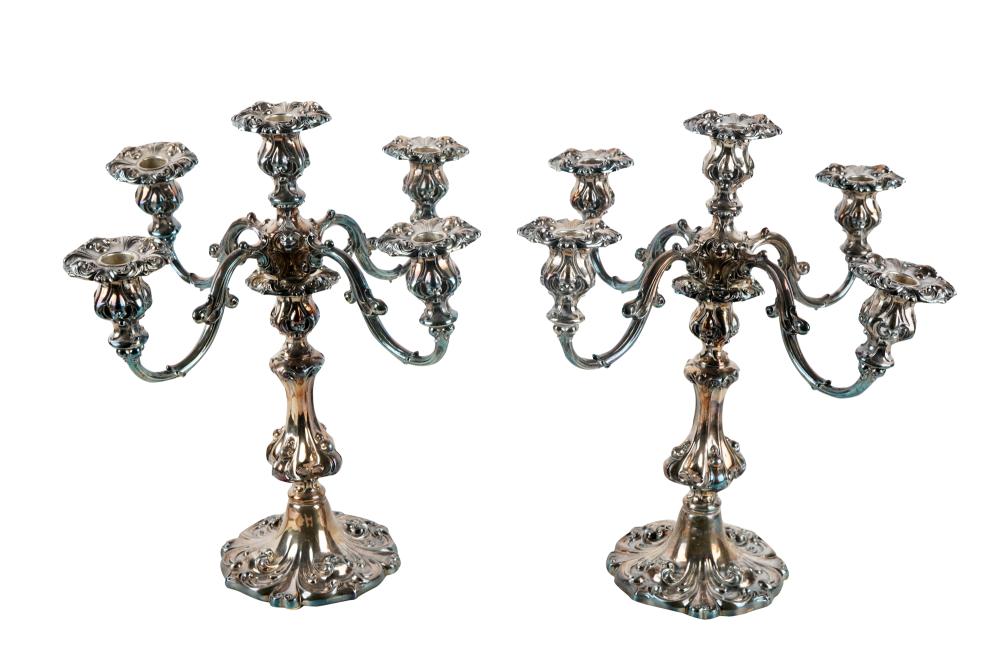 Appraisal: PAIR OF WALLACE SILVERPLATE CANDELABRAeach with maker's mark one with