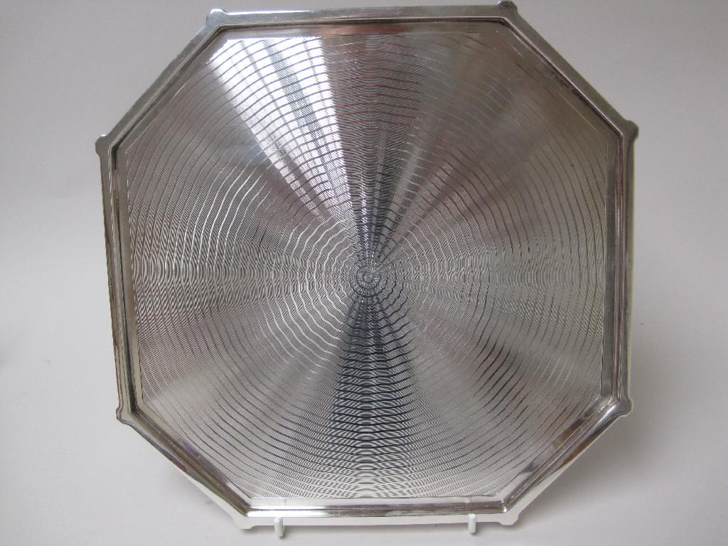 Appraisal: A George V Art Deco octagonal Tray with engine turning