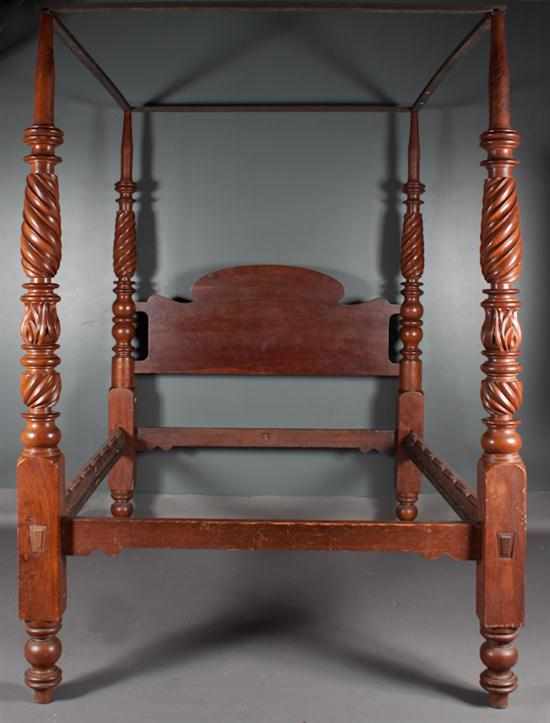 Appraisal: American Classical spiral carved mahogany canopy bedstead Philadelphia PA circa